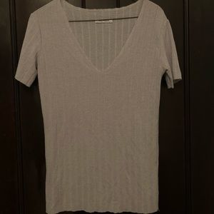 Zara ribbed grey v neck